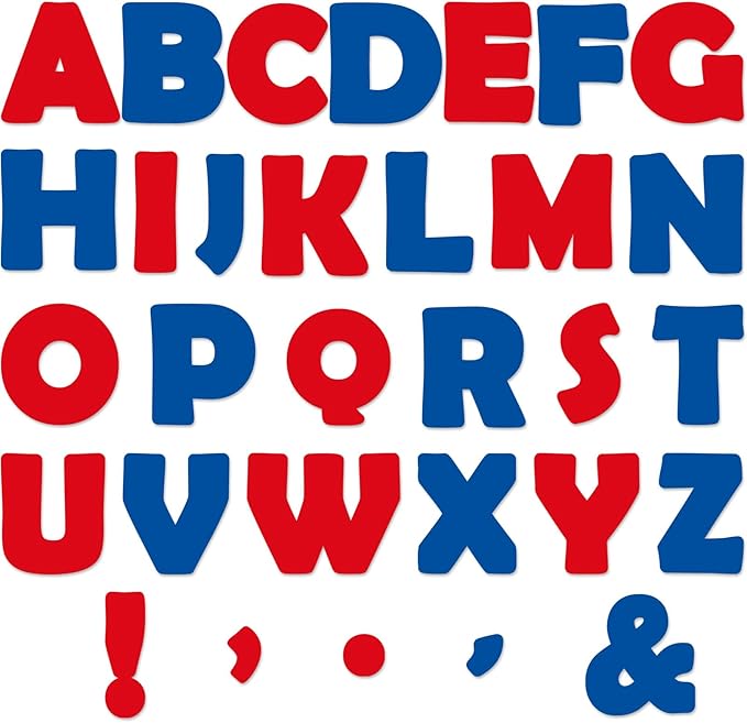 Qyeahkj 150 PCS 4th of July Large 6 Inch Font Letters and Punctuation Set Independence Day Classroom Alphabet Cutouts for Bulletin Board Display Home School Classroom Decor Memorial Day Decorations