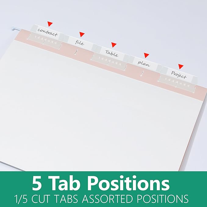 Peachy-Pink Hanging File Folders,Letter Size,1/5-Cut Adjustable Tabs,6 Per Box,-1/5 Tabs