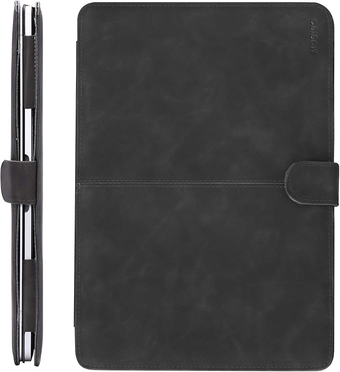 MOSISO Case Compatible with MacBook Air 13.6 inch M4 M3 M2 2025-2022 /Air 13 M1 2022-2018 /Pro 13 inch M2 M1 2025-2016, PU Leather Portfolio Protective Stand Cover, Space Gray