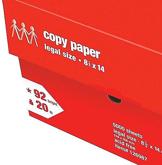 Staples 8.5-Inch x 14-Inch Copy Paper 20 lbs. 92 Brightness 500/Ream 10 Reams/Count