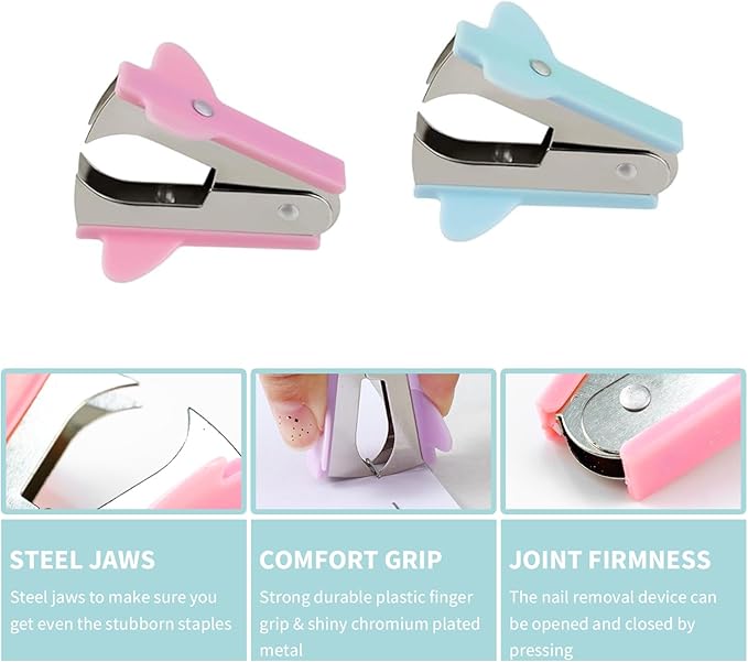 3PCS(Pink,Blue,Purple) Staple Remover Tool,Stapler Removers Staple Puller for Office Work, Crafting, and Home Projects