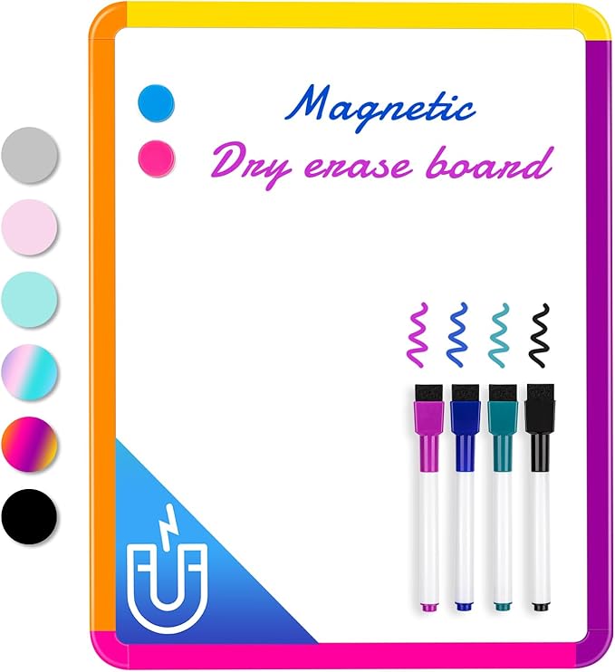VUSIGN Small White Board Dry Erase, 11''x14'' Magnetic Dry Erase Board, Mini Whiteboard with Markers for Fridge, Wall, Locker