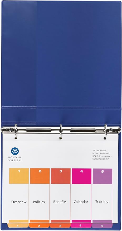 Avery Dividers for 3 Ring Binders, 5 Tabs per Set, Customizable Table of Contents, Multicolor Tabs, Great for Organizing Reports, Projects, and More (11131)