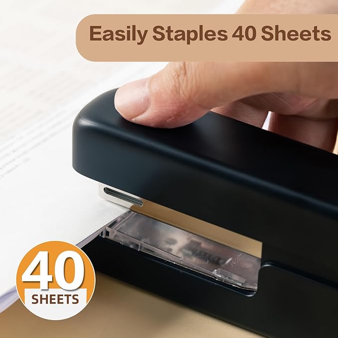 deli Stapler, Desktop Staplers with Integrated Staple Remover, 45 Sheet Capacity Office Stapler, Black