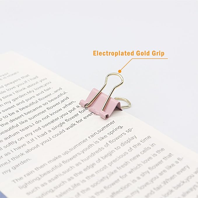 YCVIORING Mini Binder Clips, 100 Pack, Light Pink, 15mm (5/8 inch), Office, Home, School, Crafts, Tempered Steel, Modern Style