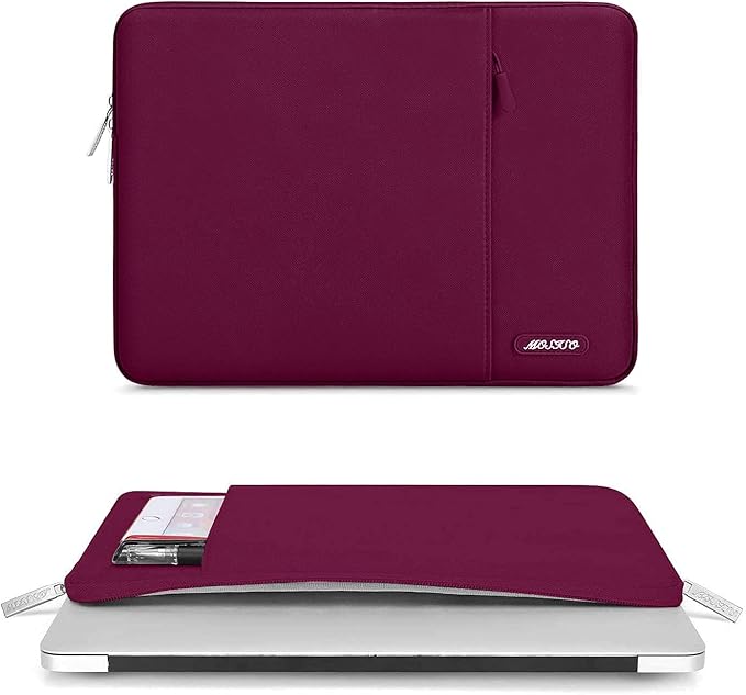 MOSISO Laptop Case 15 inch, 15 inch Laptop Sleeve Compatible with MacBook Air 15 M4 A3241 M3 A3114 M2 A2941 2025 2024 2023,Dell XPS 15,Polyester Vertical Computer Sleeve Bag with Pocket, Wine Red