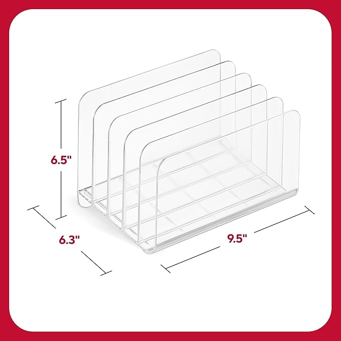 Staples 5-Compartment Plastic Incline Sorter, Clear