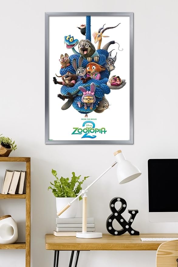 Disney Zootopia 2 (2025) - Group One Sheet Wall Poster, 34L" x 22.4W", Silver Framed Version