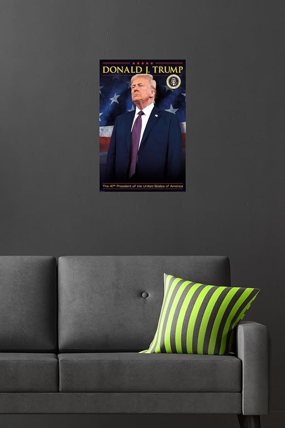 President Donald Trump - 47th President Wall Poster, 22.4L" x 14.7W", Premium Poster & Mount Bundle
