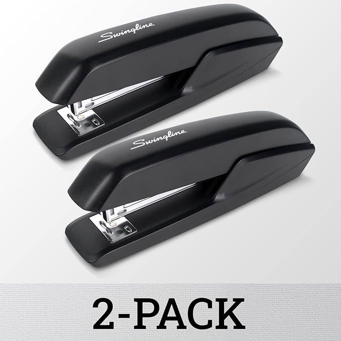 Swingline Standard Stapler, 20 Sheet Capacity, Eco Version, Jam Free, 2 Pack, Black (54501)