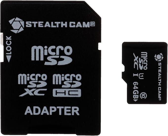 STEALTH CAM SD Card - High-Speed Data Transferring Storage Game Trail Hunting Scouting Photo Video Recording Cameras, SDHC SDXC 64GB MicroSD Memory Card