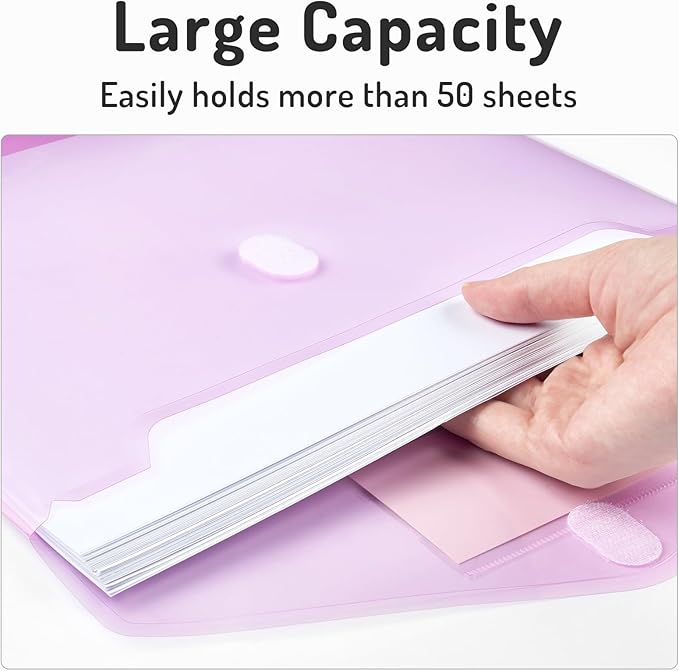 Forvencer Binder Pocket, 24 Pack Super Heavyweight Plastic Folders with Tight Closure, Binder Folders Side Loading, 3 Ring Binder Pocket, Binder Dividers with Pockets, Letter Size, Pastels Series