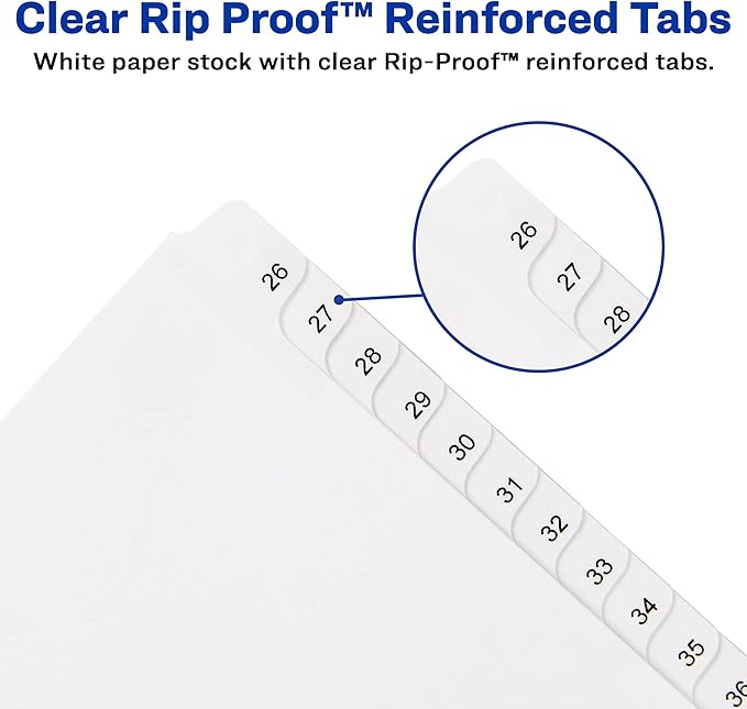 Avery 26-50 Legal Exhibit Dividers for 3 Ring Binders, 25-Tab Sets, Allstate Style, 5 Binder Divider Sets (21702)