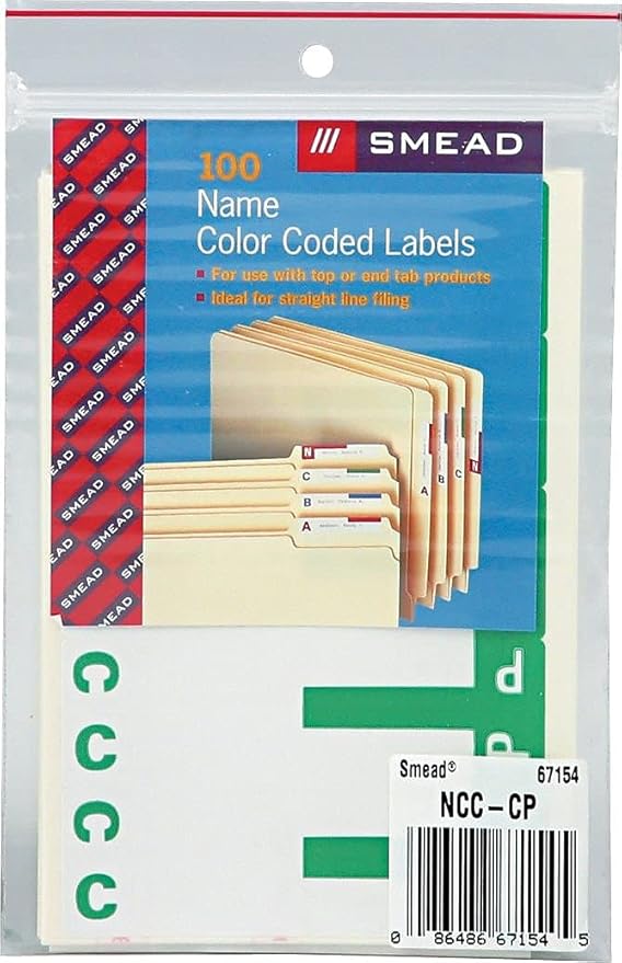 Smead AlphaZ NCC Color-Coded Label, C&P, Label Sheet, Dark Green, 100 per Pack (67154)