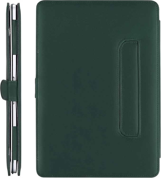 MOSISO Case Compatible with MacBook Air 13.6 inch M4 M3 M2 2025-2022 /Air 13 M1 2022-2018 /Pro 13 inch M2 M1 2025-2016, PU Leather Portfolio Protective Stand Cover, Deep Teal