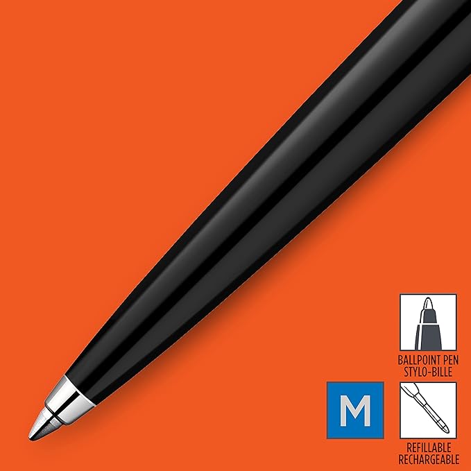 Parker Jotter Originals Ballpoint Pen Classic Black Finish Medium Point Blue Ink 1 Count