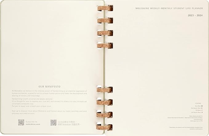Moleskine 2024 Spiral Academic Planner, 12M, Extra Large, Crush Kiwi, Hard Cover (7.5 x 10)