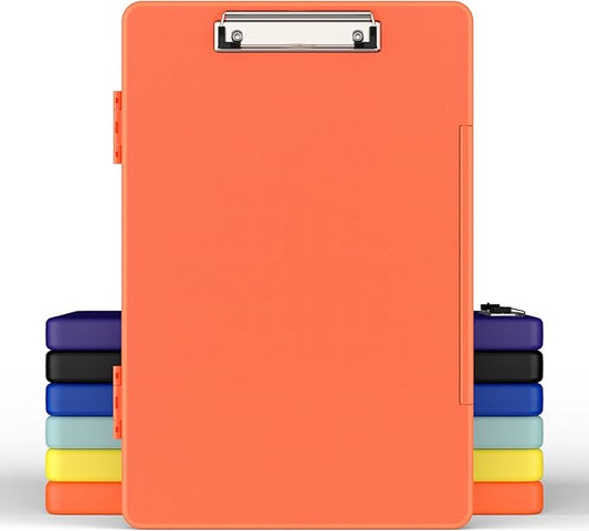 Legal Size Clipboard with Storage, High Capacity 8.5 x 14 Clip Board for Lawers, Folio & Side-Opening, Size 15 x 10 x 1.2 in, Orange