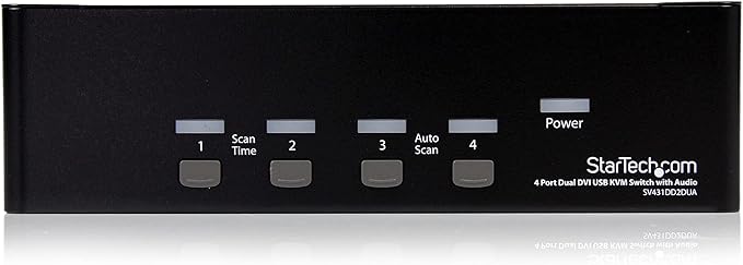 StarTech.com 4-Port Dual KVM Switch with Audio for DVI Computers - Built-in USB Hub, TAA (SV431DD2DUA)