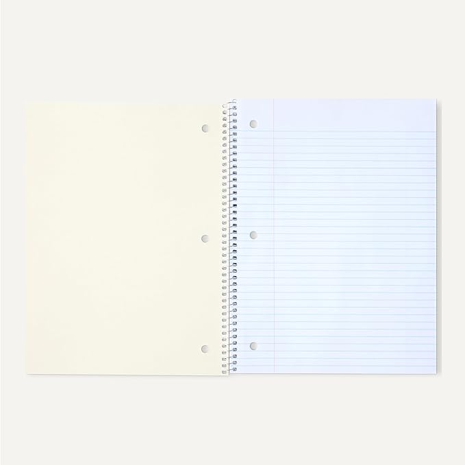 Amazon Basics College-Ruled Spiral Notebook, For Work and School, 70 Sheets, 8" x 10.5", Assorted Pastel Solid Colors, 5-Pack