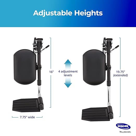 Invacare Wheelchair Elevating Legrest with Padded Calf Pads, Footrest with Swing Away Function, Adjustable Length, Tool-Free Installation, Designed for Invacare Wheelchair