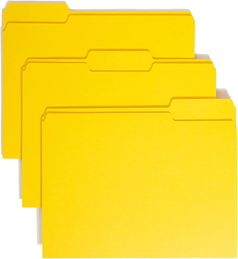 Smead Standard File Folders, 500 Count, Value Filing Products, Assorted Colors, Blue, Green, Red, and Yellow, 1/3-Cut Tabs, Letter Size (21126)