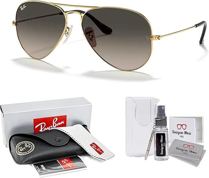 Ray-Ban RB3025 Metal Aviator Sunglasses For Men For Women +BUNDLE with ACCESSORY EYEWEAR KIT