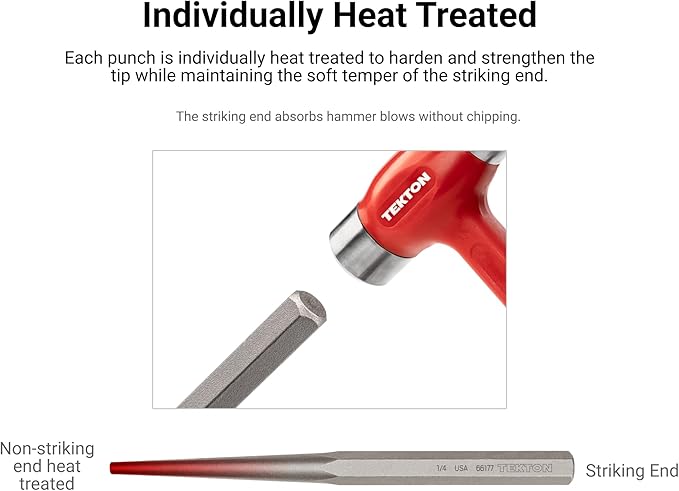 TEKTON 1/4 Inch Long Alignment Punch | 66277 | Made in USA