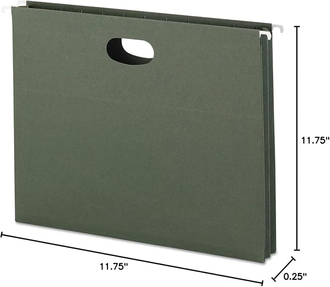 Smead Hanging File Pocket with Full-Height Gusset, 1-3/4" Expansion, Letter Size, Standard Green, 25 per Box (64218)