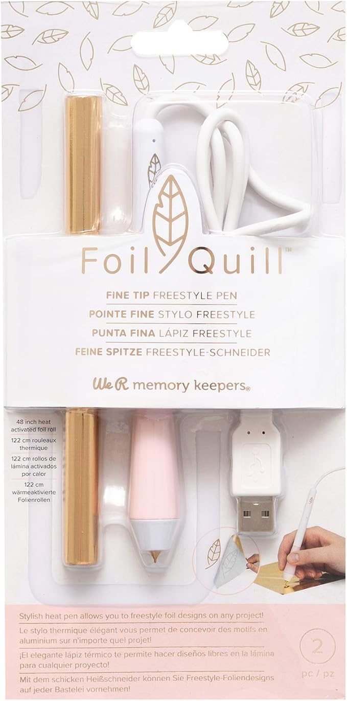 We R Memory Keepers Foil Quill Fine Tip Freestyle Pen, Make Custom Designs For Planners, Journals, Cards, Scrapbook Pages, and More, Heat-resistant Grip, On-the-go USB Plug, Craft Projects