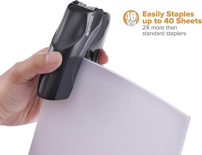 Bostitch Office Heavy Duty 40 Sheet Stapler with 1250 Staples & Claw Remover, Small Stapler Size, Fits into The Palm of Your Hand, Value Pack, Red (B175-BLK-VP