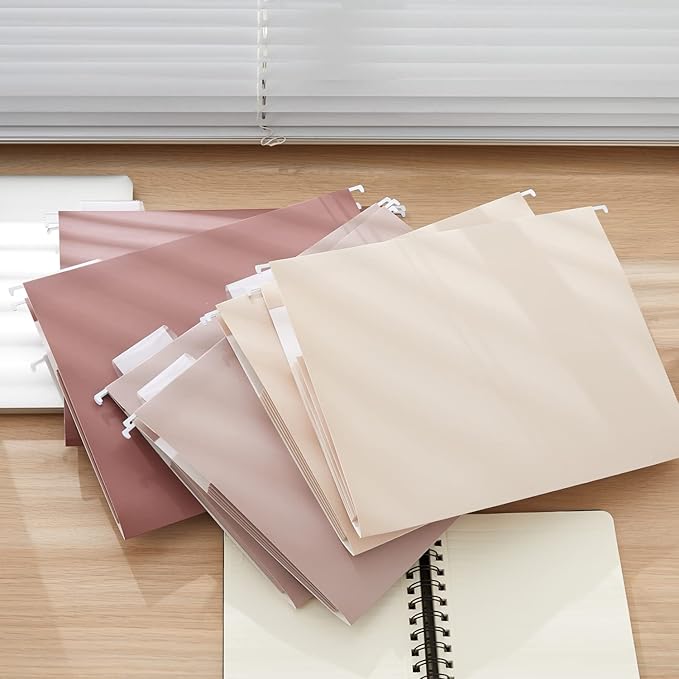 Y YOMA Letter Size - 6 Pack Extra Capacity Hanging File Folders Accordion Decorative File Folder Cute Colored Hanging Folder Organizer for Office Home with 1/5-Cut Adjustable Tabs, Mocha Color