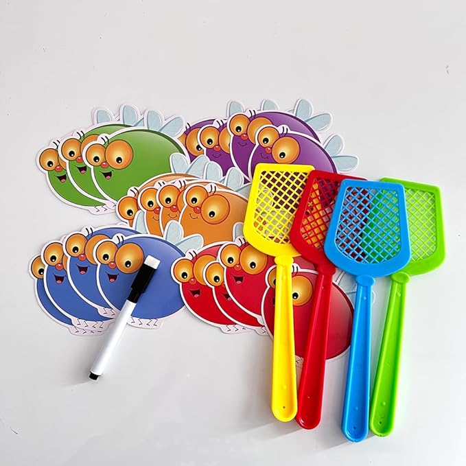 Lachilly Dry Erasable Fly Cards Set, Montessori Teaching Aids, DIY Educational Learning Game for Kindergarten Classroom, Math Game, Sight Words Game, Quick Response Funny Learning