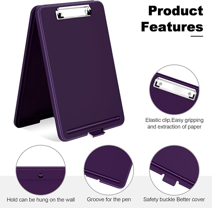 Hongri Clipboard with Storage, 8.5 x 11 Nursing Clip Board Foldable Storage for Nurses, Lawyers, Students, Classroom, Office, School, Size 13.4 x 9.4 X 0.9 in, Dark Purple