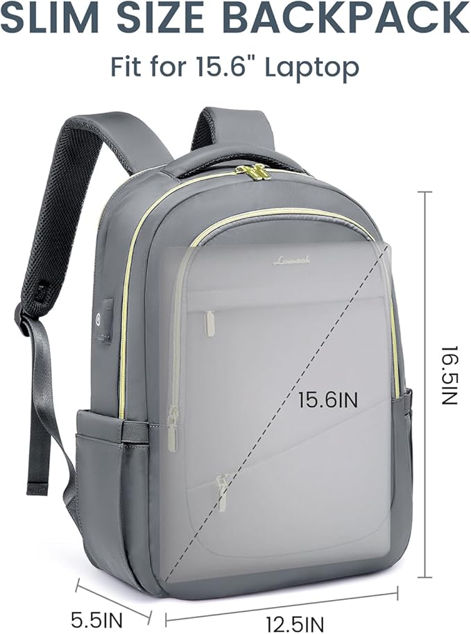 LOVEVOOK Laptop Backpack for Women, Slim Business Laptops Bag with Separate Computer Compartment Stylish Daypack for College Work Travel, Fits 15.6" Laptop