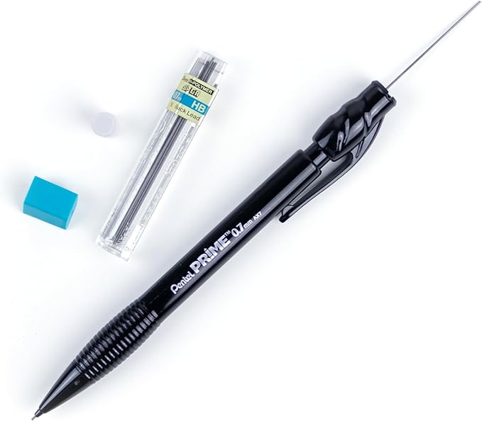 Pentel Prime Mechanical Pencil 0.7mm, Black Barrel, Box of 12 (AX7A)