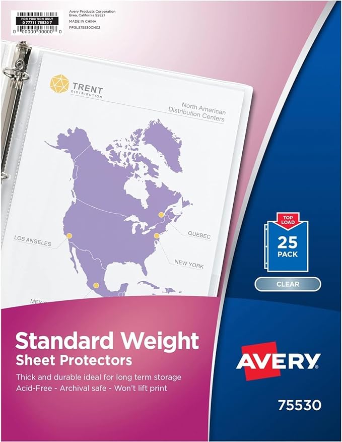 Avery 75530 Clear Standard Weight Reference Sheet Protectors 25 Count