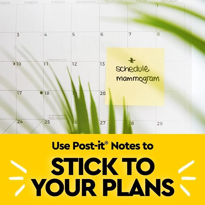 Post-it Notes, 1/3/8 x 1 7/8 in, 24 Sticky Notes Pads, 100 Sheets per Pad, Canary Yellow, The Original Post-it Note, New Year Organization or Second Semester School Supplies