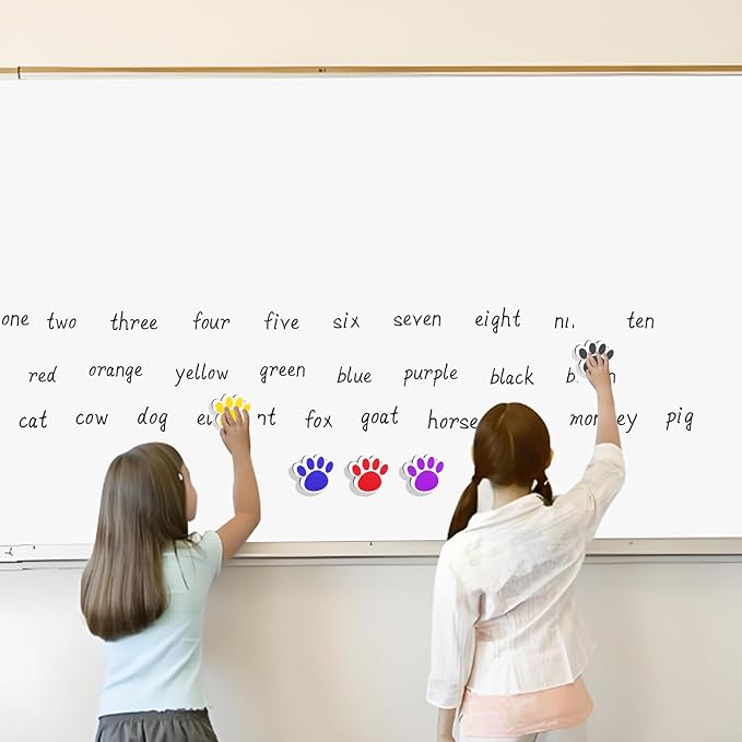 5 Pcs Dry Erase Board Eraser Cute Erasers Cat Paw Shape Reusable Magnetic Whiteboard Eraser School Supplies for Classroom Office(Color Random)