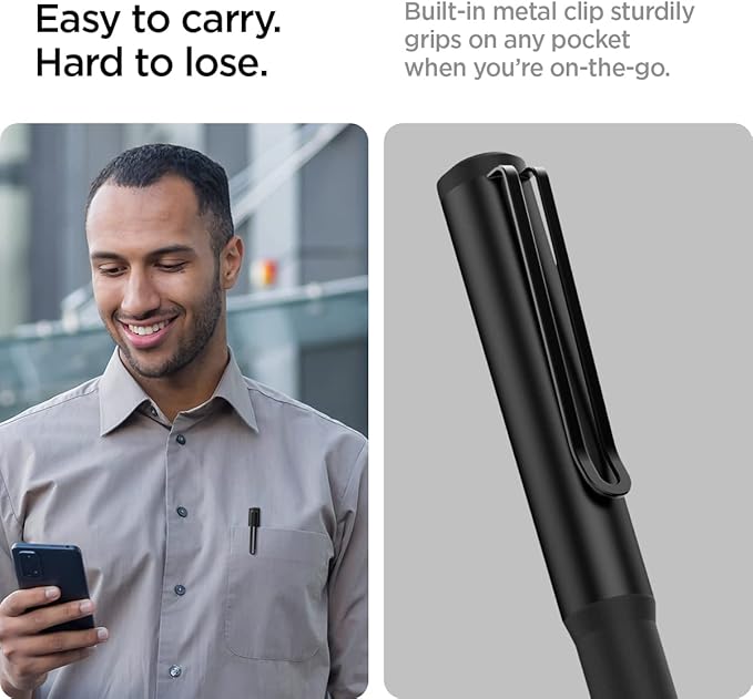 Spigen DA201 Apple Pencil Protective Case for Apple Pencil Pro and Apple Pencil 2nd Generation, Cover Sleeve with Clip and Grip, Compatible with Magnetic Charging and Double Tap - Black