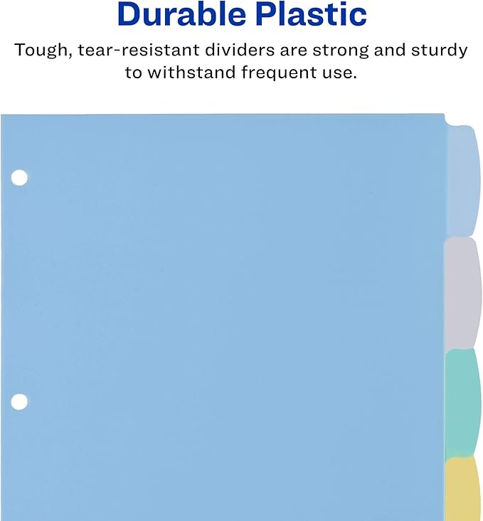 Avery Big Tab Write & Erase Durable Plastic Dividers for 3 Ring Binders, 8-Tab Sets, Pastel Colors, 3 Sets of Binder Dividers, Great for Organizing Reports, Presentations, and More (31351)