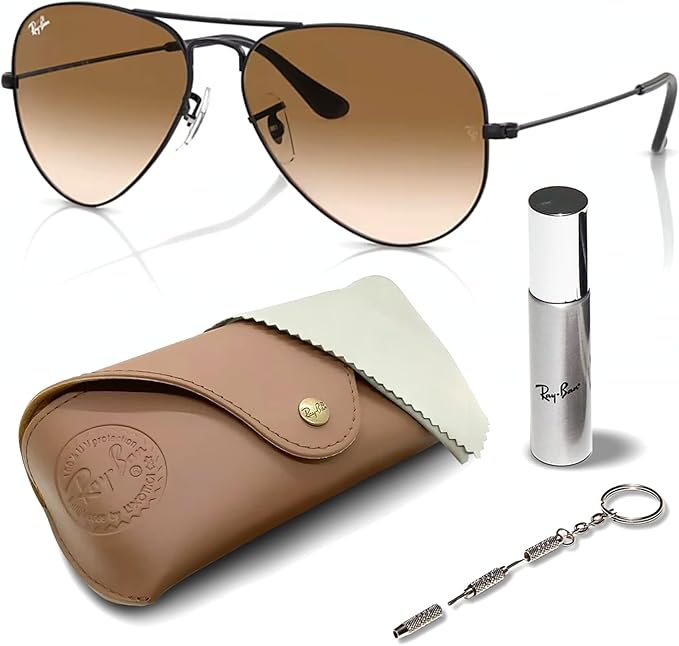 Ray-Ban RB3025 AVIATOR GRADIENT Pilot Shaped Sunglasses for Men & Women with Official RAYBAN Eyewear Kit