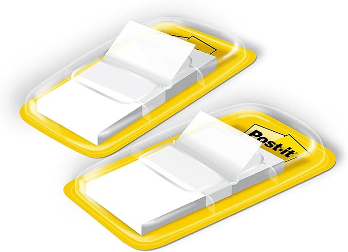 Post-it Flags, 50/Dispenser, 2 Dispensers/Pack, 1 in Wide, White (680-WE2)