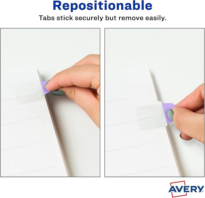 Avery Mini Ultra Tabs, 1" x 1.5", 2-Side Writable, Pastel Colors, 40 Repositionable Tabs, 72 Packs (74761)