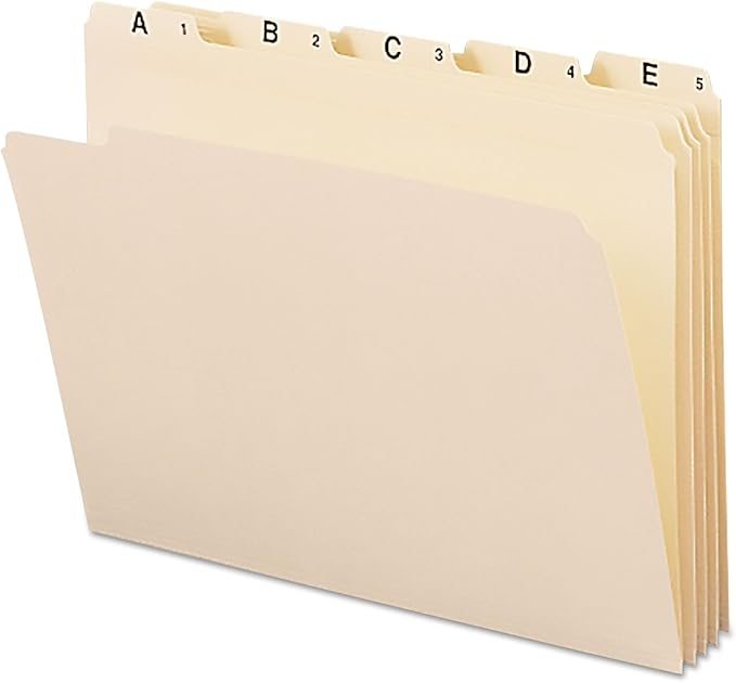 Smead Indexed File Folders, 1/5-Cut Tab, Assorted Positions, Indexed, Letter Size, Manila (A-Z)