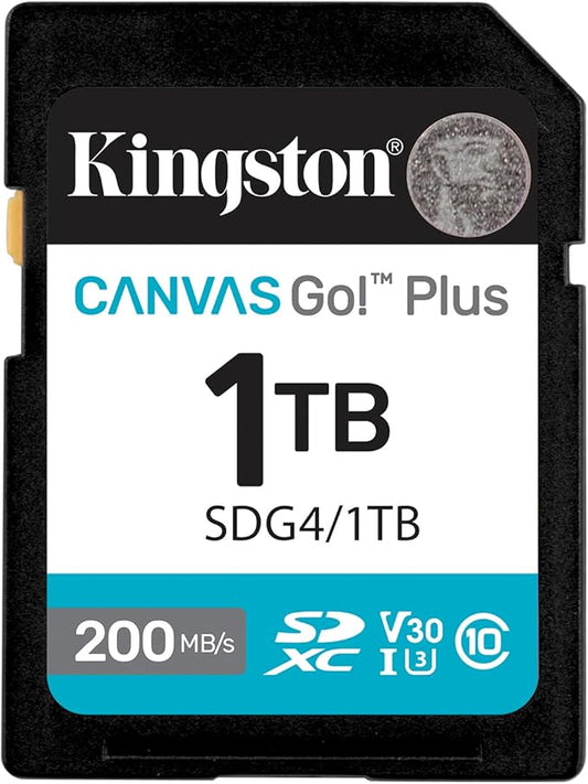 Kingston Canvas Go Plus 1TB SD Card | Up to 200MB/s | Class 10, UHS-I, U3, V30 | SDG4/1TB