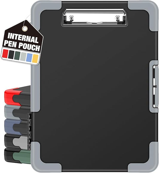 Sooez Toughest Clipboard with Storage, Internal Pen Pouch Included, Letter/ A4 Size, Shockproof Heavy Duty Plastic Clip Boards 8.5x11”, High Capacity Clipboards Box Case for Contractor Trucker Driver