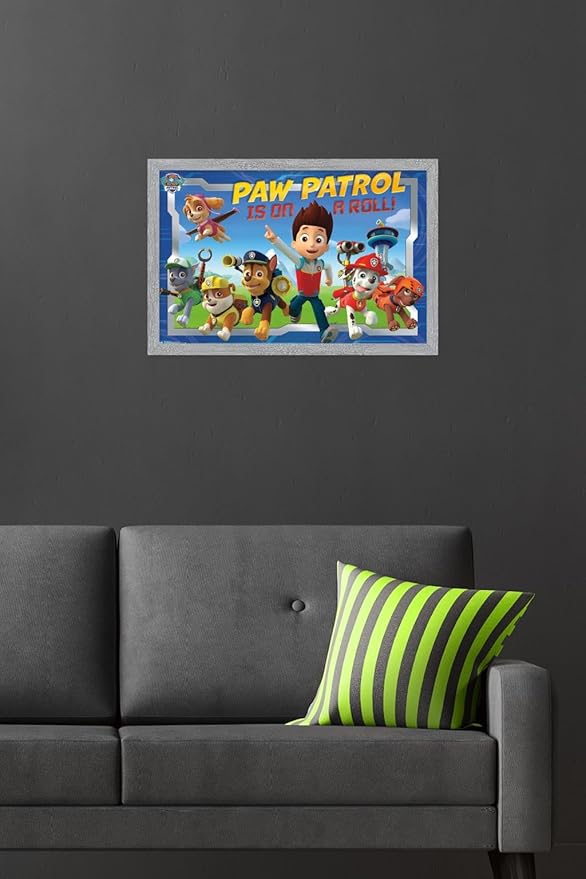 Nickelodeon Paw Patrol - Crew Wall Poster, 22.4L" x 14.7W", Gray Framed Version