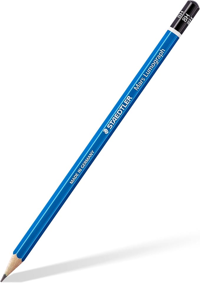 Staedtler Mars Lumograph 8H Graphite Art Drawing Pencil, Hard, Break-Resistant Bonded Lead, 12 Pack, 100-8H