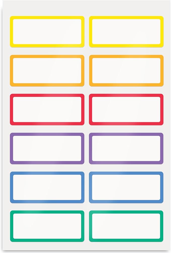 Avery No-Iron Fabric Name Labels, Rainbow Borders Preprinted Designs, Handwrite-Only, 2-Pack, 48 Preprinted Labels (22281)